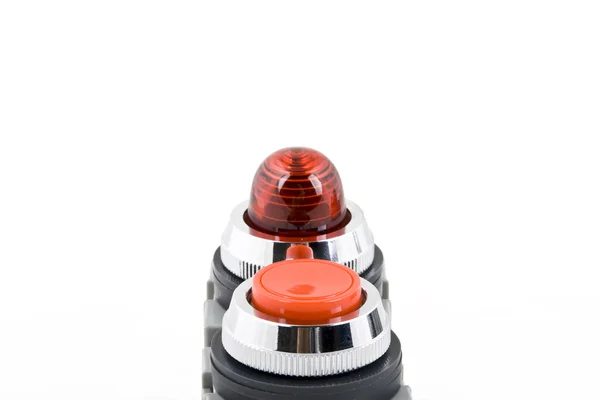 電源ボタンとステータス インジケーター ライト ホワイト バック グラウンド — ストック写真