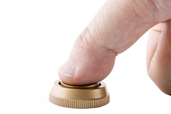 Палець на кнопці — стокове фото