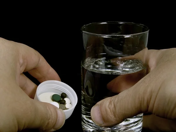 Photo Pills Glass Water — Stock Photo, Image
