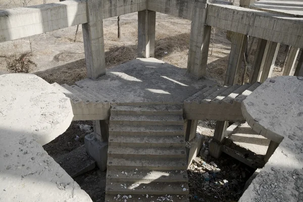 stock image Abandoned house hall with staircase.