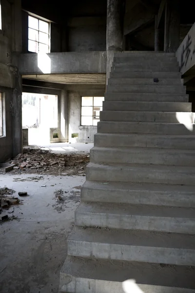 stock image Abandoned house hall with staircase.