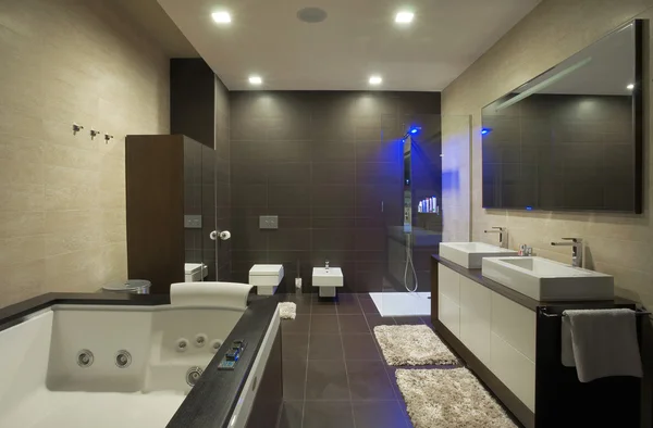 Casa Moderna Baño Interior Con Muebles Simples Caros —  Fotos de Stock