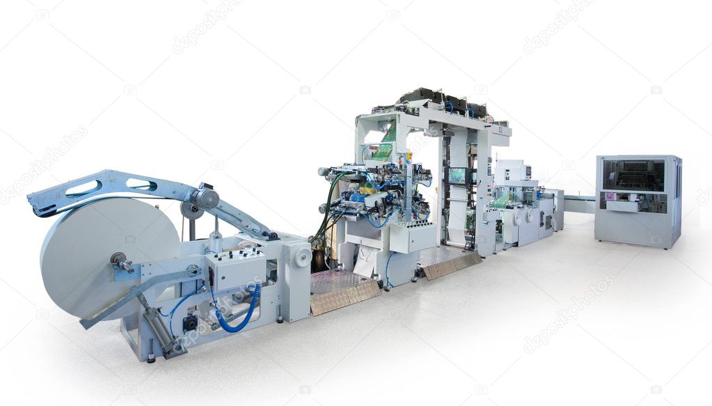 Details of a printing and packaging machines.