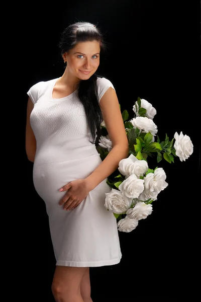 Έγκυος με τριαντάφυλλα — Φωτογραφία Αρχείου