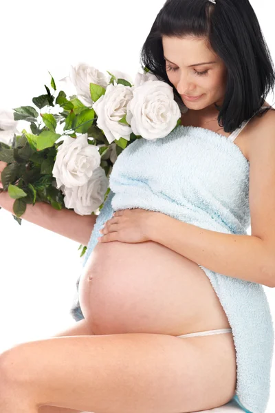Gül ile hamile — Stok fotoğraf