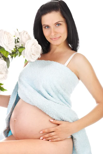 Pregnant with roses — Stock Photo, Image