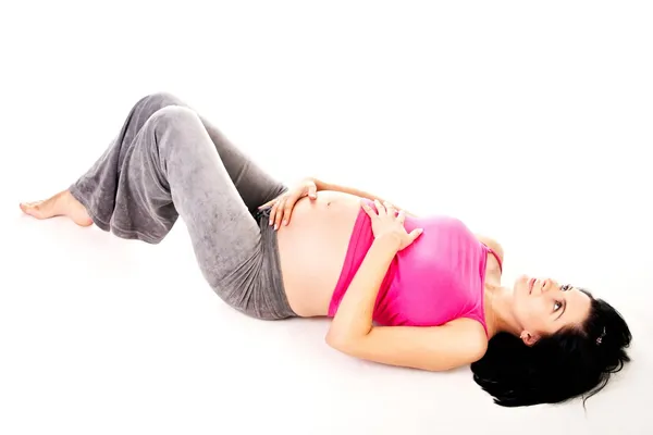 Zwangere Geïsoleerd Witte Achtergrond — Stockfoto