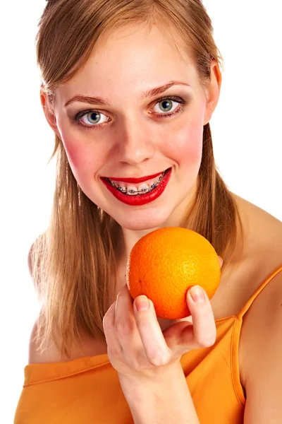 Mulher com fruta — Fotografia de Stock