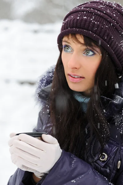 Snowy winter portrait — Stock Photo, Image