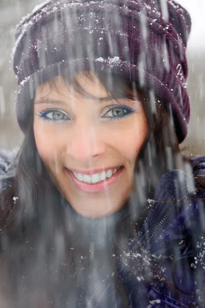 Snowfall portrait — Stock Photo, Image