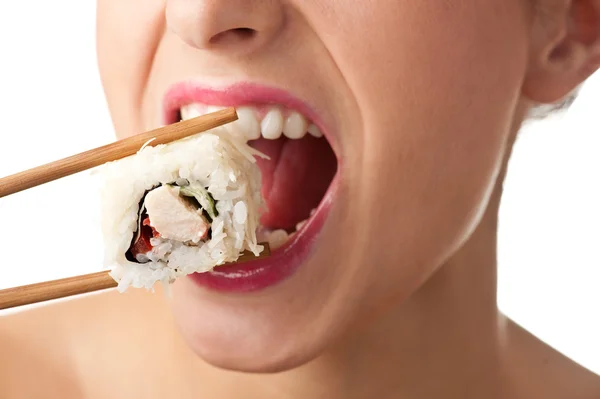 Sushi lány, elszigetelt — Stock Fotó