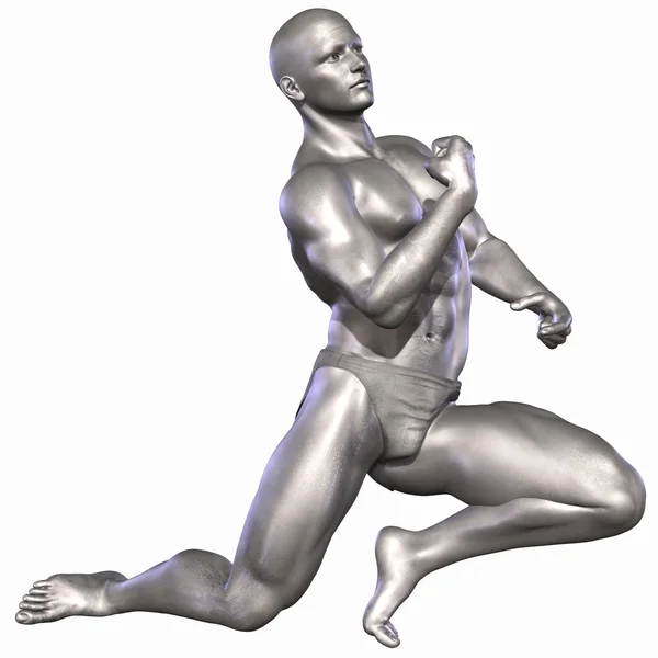 Zilveren bodybuilder — Stockfoto