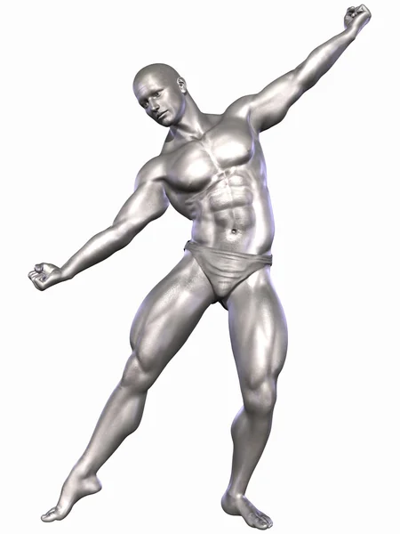 Zilveren bodybuilder — Stockfoto