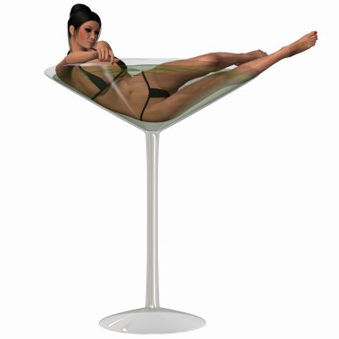 Sexy Girl posing with an Martini Glass clipart