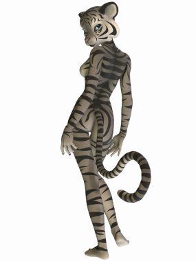 Cute Toon Figure - White Tiger clipart