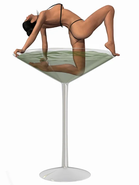 Sexy dziewczyna pozuje z martini szkła — Zdjęcie stockowe