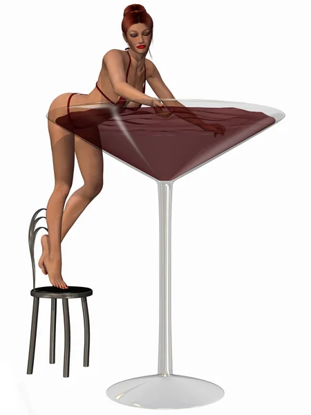 Menina sexy posando com um vidro Martini — Fotografia de Stock