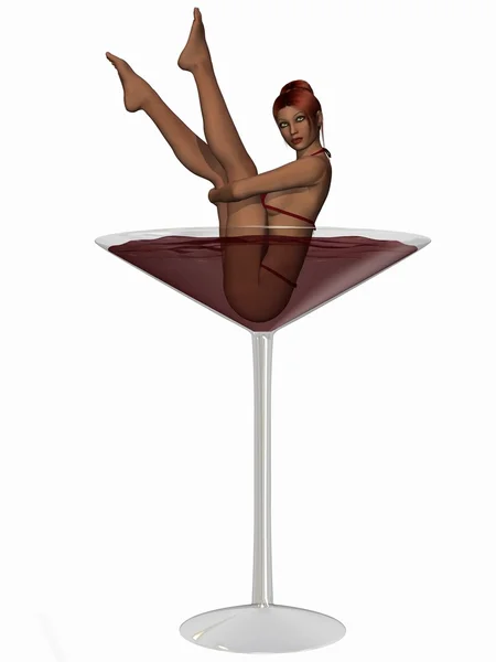 Ragazza sexy in posa con un bicchiere Martini — Foto Stock