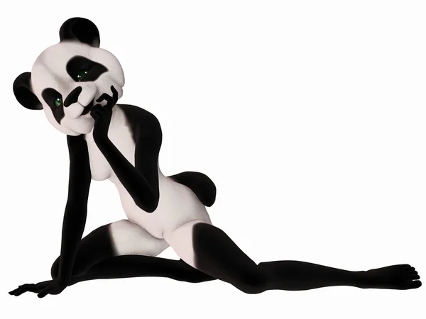 可爱的卡通图-熊猫熊 — 图库照片