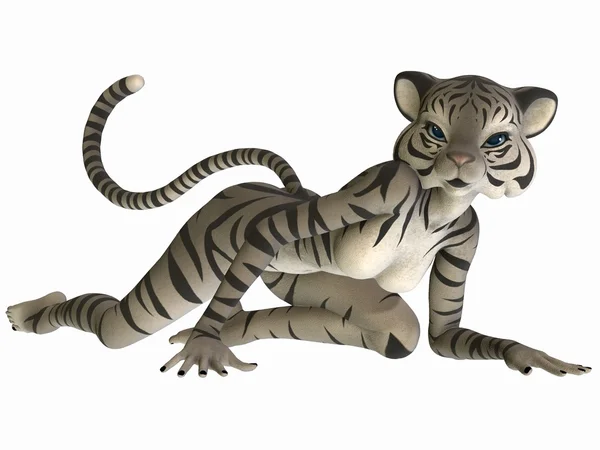 Figura carina Toon - Tigre bianca — Foto Stock