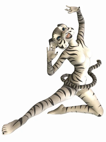 Roztomilý toon postava - bílý tygr — Stock fotografie