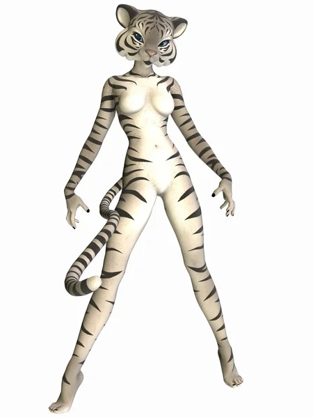 Toon ładny rysunek - biały tygrys — Zdjęcie stockowe