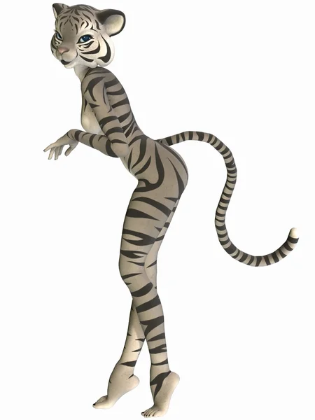 Söt toon figur - vit tiger — Stockfoto