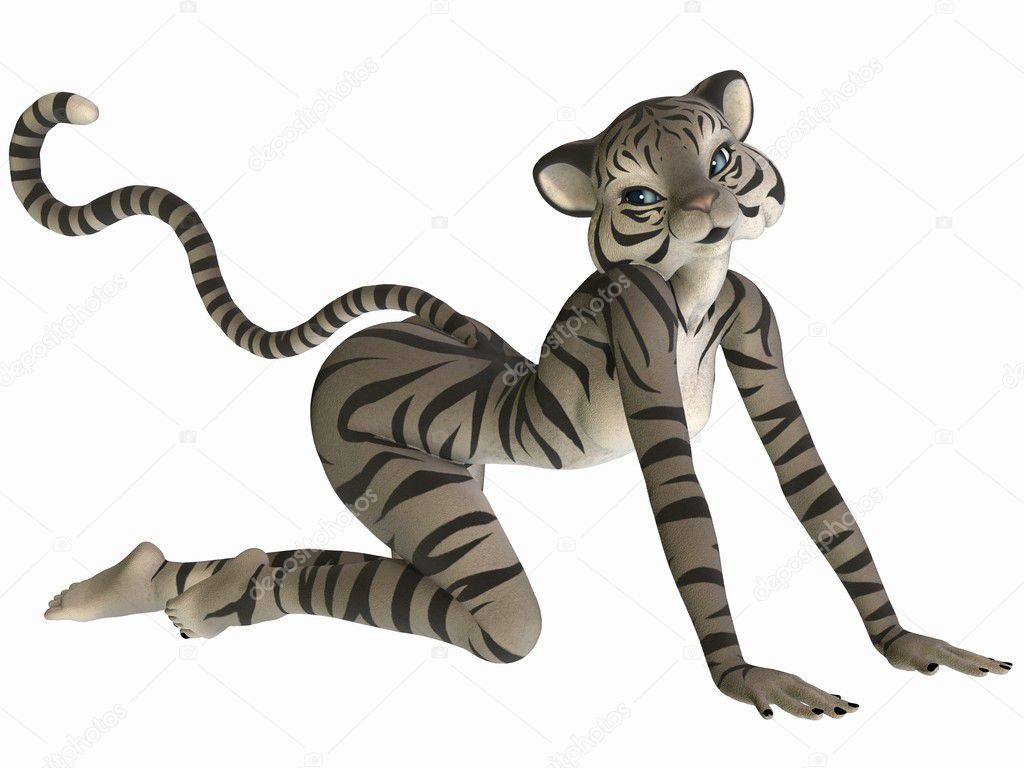 The White Tiger. 3D Illustration Stock Illustration - Illustration