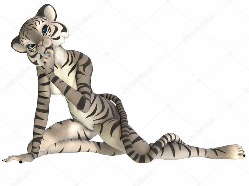 The White Tiger. 3D Illustration Stock Illustration - Illustration