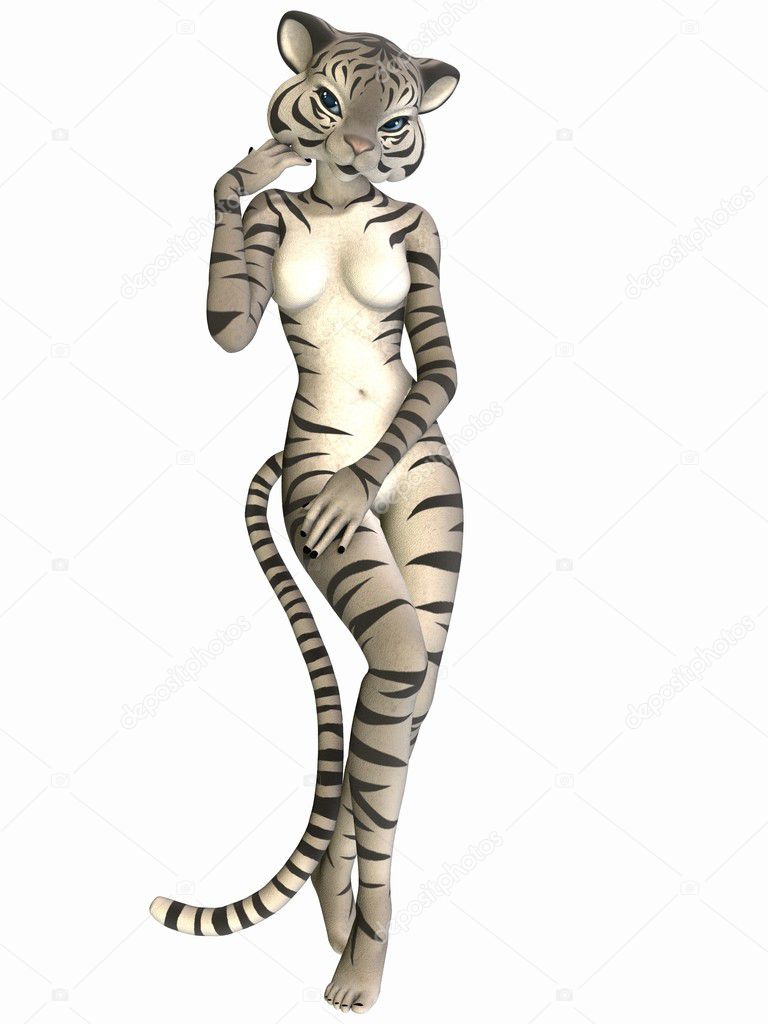 The White Tiger. 3D Illustration Stock Illustration - Illustration