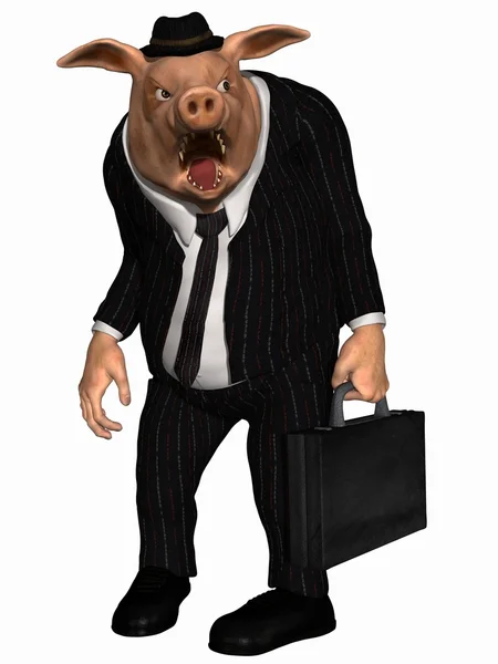 Toon świnia - człowiek biznesu — Zdjęcie stockowe