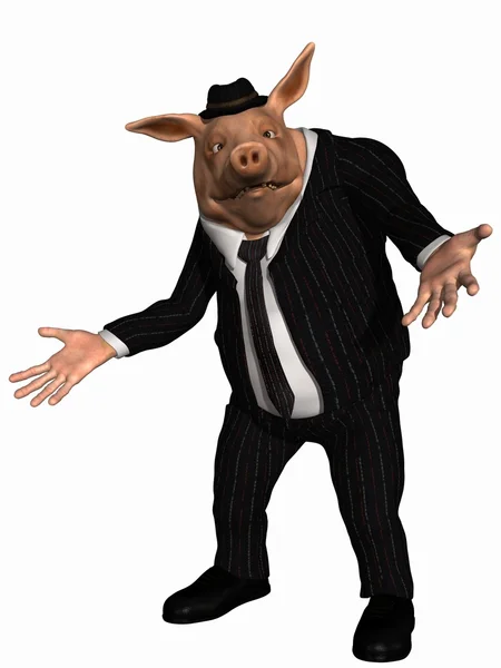 Toon Pig - Uomo d'affari — Foto Stock