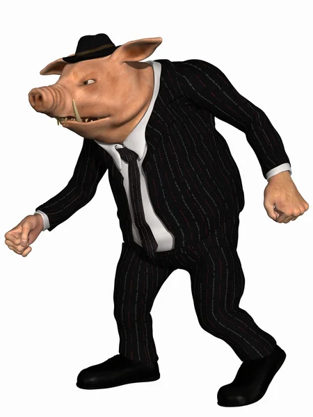 Toon świnia - człowiek biznesu — Zdjęcie stockowe