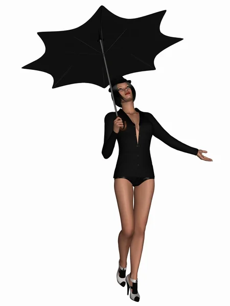 在雨中-美与伞唱歌 — 图库照片