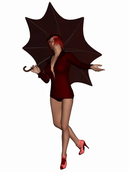 Singing in the Rain - Beauty with Umbrella — Stock Photo, Image