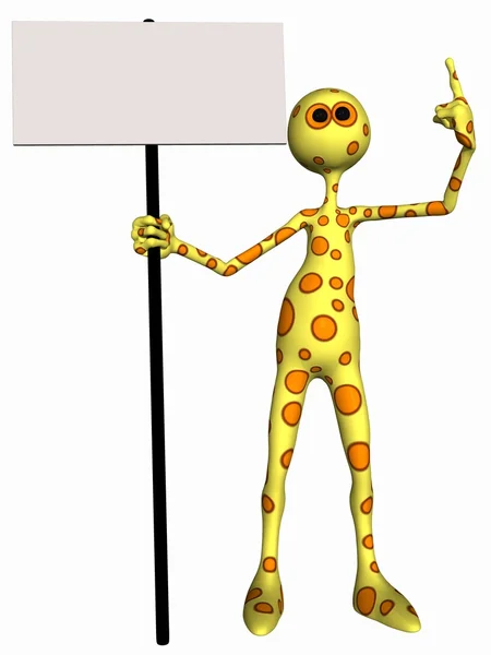 Fantasy Toon Figure with Sign — Stock Photo, Image