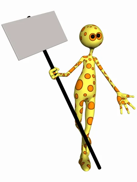 Fantasy Toon Figure with Sign — Stock Photo, Image