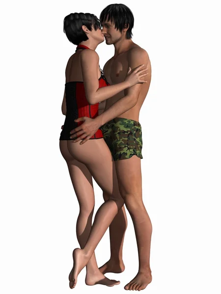 Portrait of a kissing couple — Stock Photo, Image