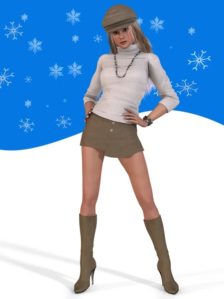Schöne junge Frau mit heißer Winterkleidung — Stockfoto