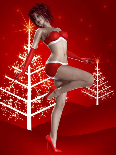Sexy vánoční dívka — Stock fotografie