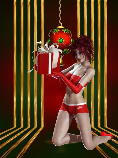 Sexy vánoční dívka — Stock fotografie