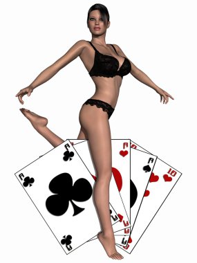 seksi kız oyun kartları ile