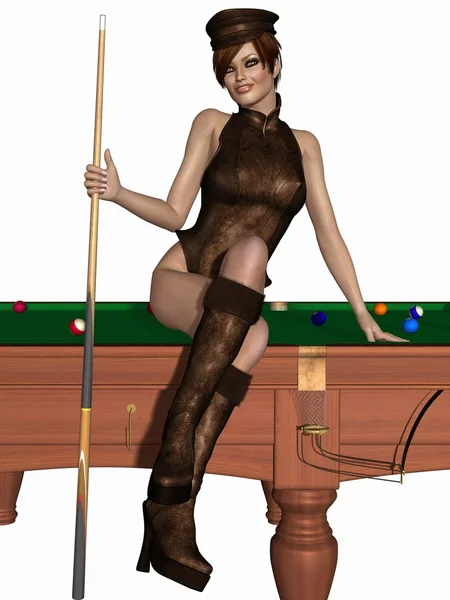 Hot billiards queen — Stock Photo, Image