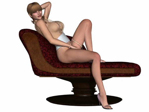 Menina de beleza com lingerie sexy posando em uma poltrona — Fotografia de Stock