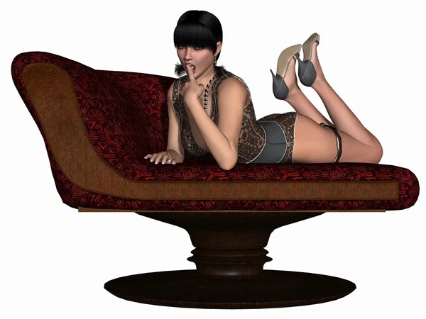 Schönheit Mädchen mit sexy Dessous posiert auf einem Sessel — Stockfoto