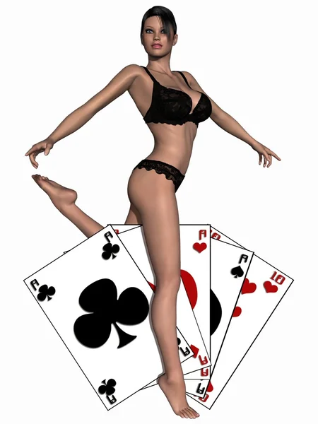 Szexi lány játszik kártyák — Stock Fotó