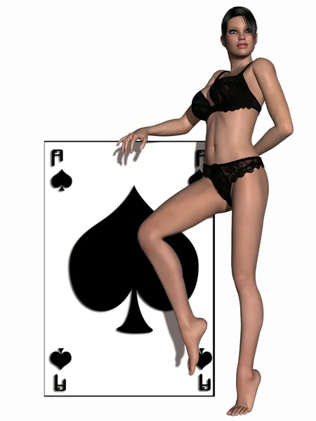 Sexy girl playing with cards — Stock Photo, Image