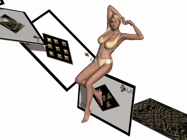 Сексуальная девушка, играющая в карты — стоковое фото