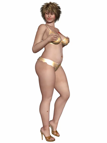 Obézní žena tělo v sexy prádle — Stock fotografie