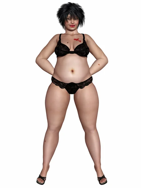 stock image Overweight woman body in sexy underwear